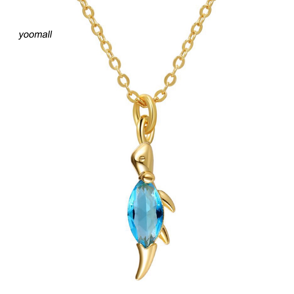 Yo / Vòng cổ Mặt Hình Khủng Long Đính Đá Zircon Mạ Điện Lâu Trôi Mặc Hàng Ngày