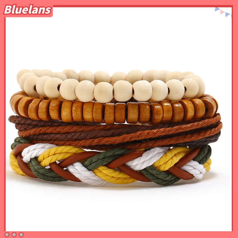 [BLS] Bộ Bốn Mảnh Dây Da Dệt Tay Retro Đơn Giản diy