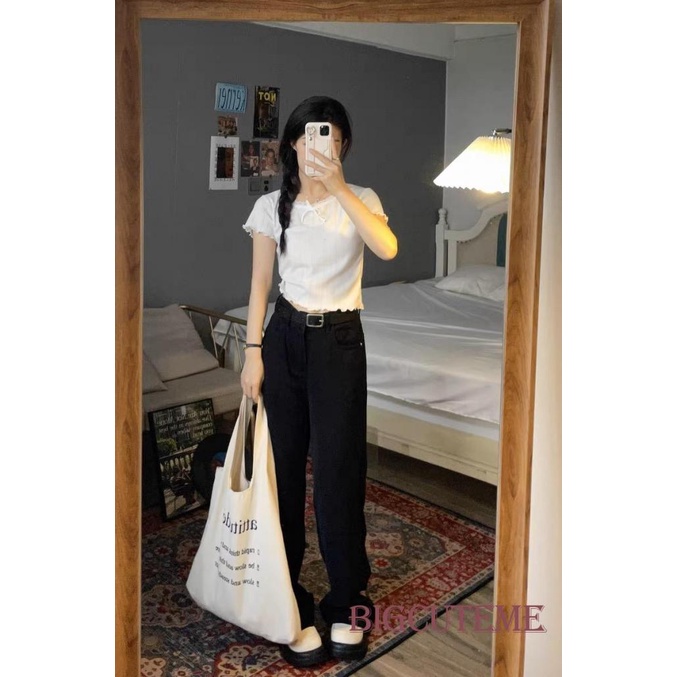 Áo Thun Crop Top Tay Ngắn Phối Ren Dễ Thương Thời Trang Mùa Hè Cho Nữ