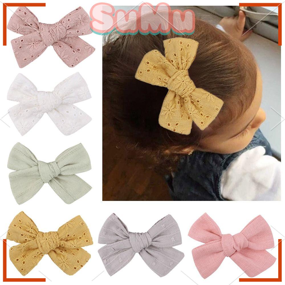 Set 2 Cặp Kẹp Tóc Ruy Băng Màu Trơn Dễ Thương Cho Bé Gái