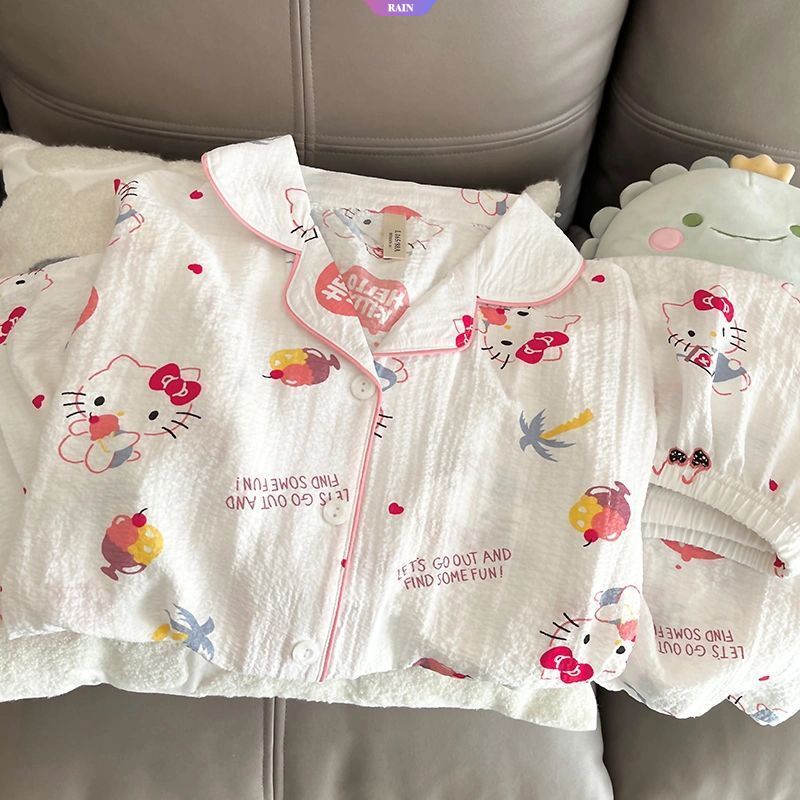 Mới Bộ Đồ Ngủ Ngắn Tay In Hoạt Hình Toy Story Hangyodon Pochacco Hello Kitty Dễ Thương Cho Nữ
