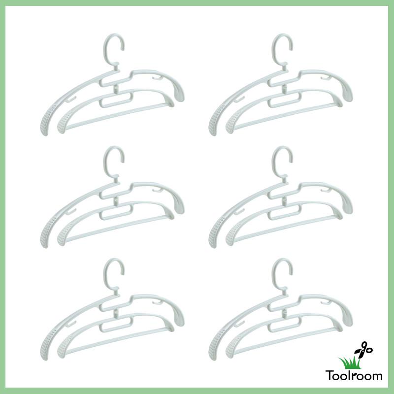 Set 6 Móc Treo Quần Áo Hai Tầng Tiết Kiệm Không Gian