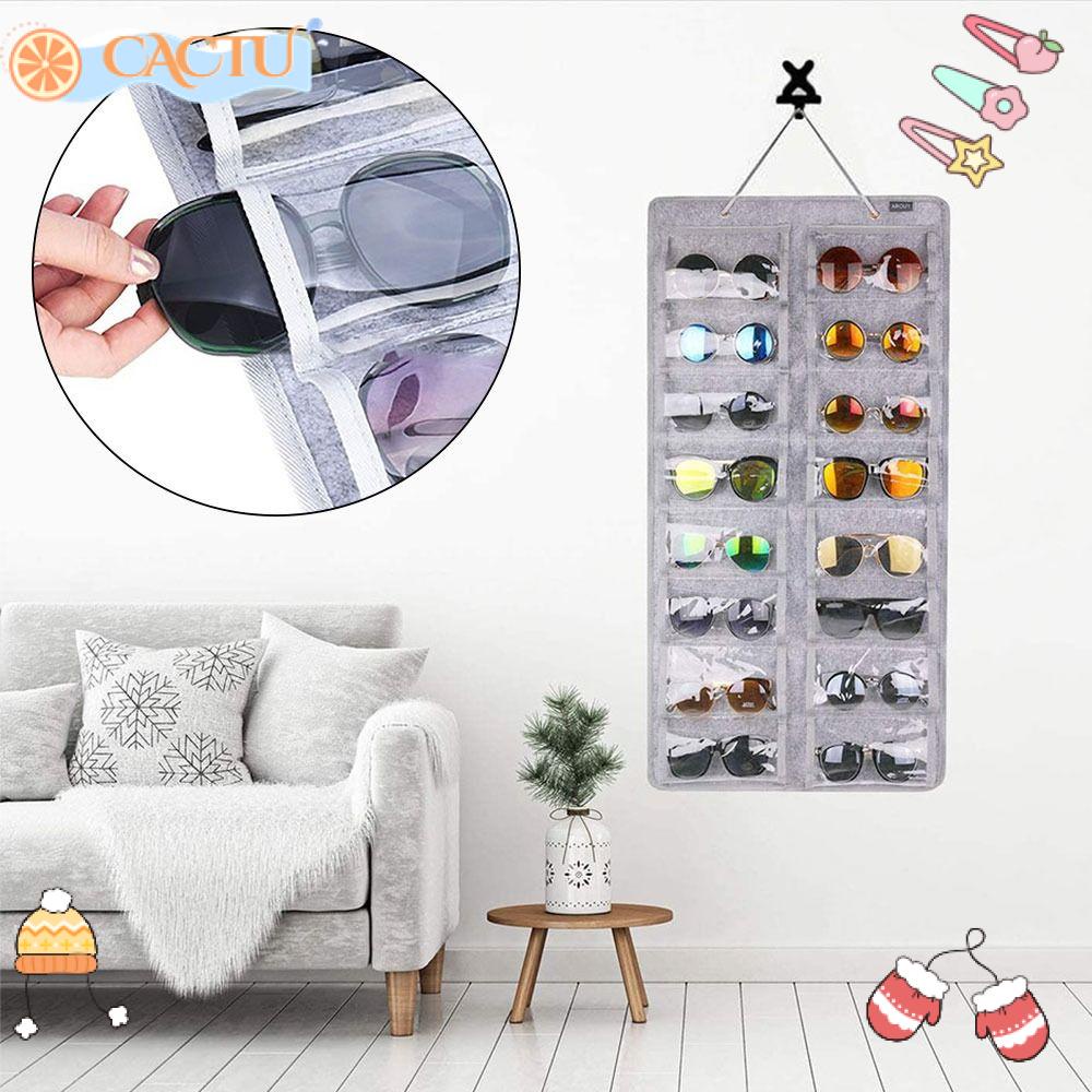 CACTU Giá Đỡ Mắt Kính 16 Ngăn Có Móc Treo Chống Bụi