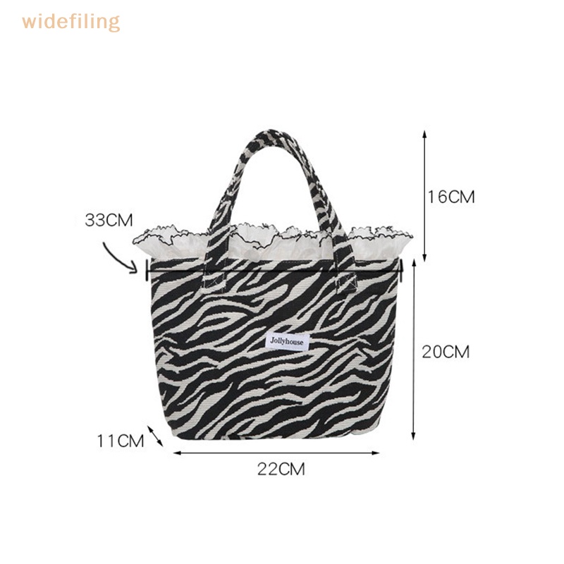 Widefiling Túi vải Màu Trơn Họa Tiết Ngựa Vằn Phối Ren Lá Sen Sức Chứa Lớn Sáng Tạo Đẹp Mắt Thời Trang Cho Nữ