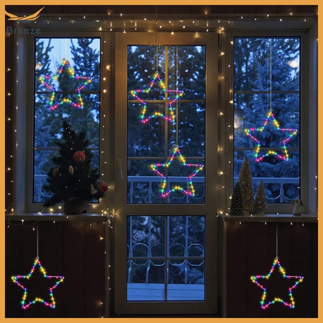 Bộ 3 Đèn Led 45 Bóng 8 Chế Độ Hình Ngôi Sao Trang Trí Lễ Hội Kèm Điều Khiển Từ Xa