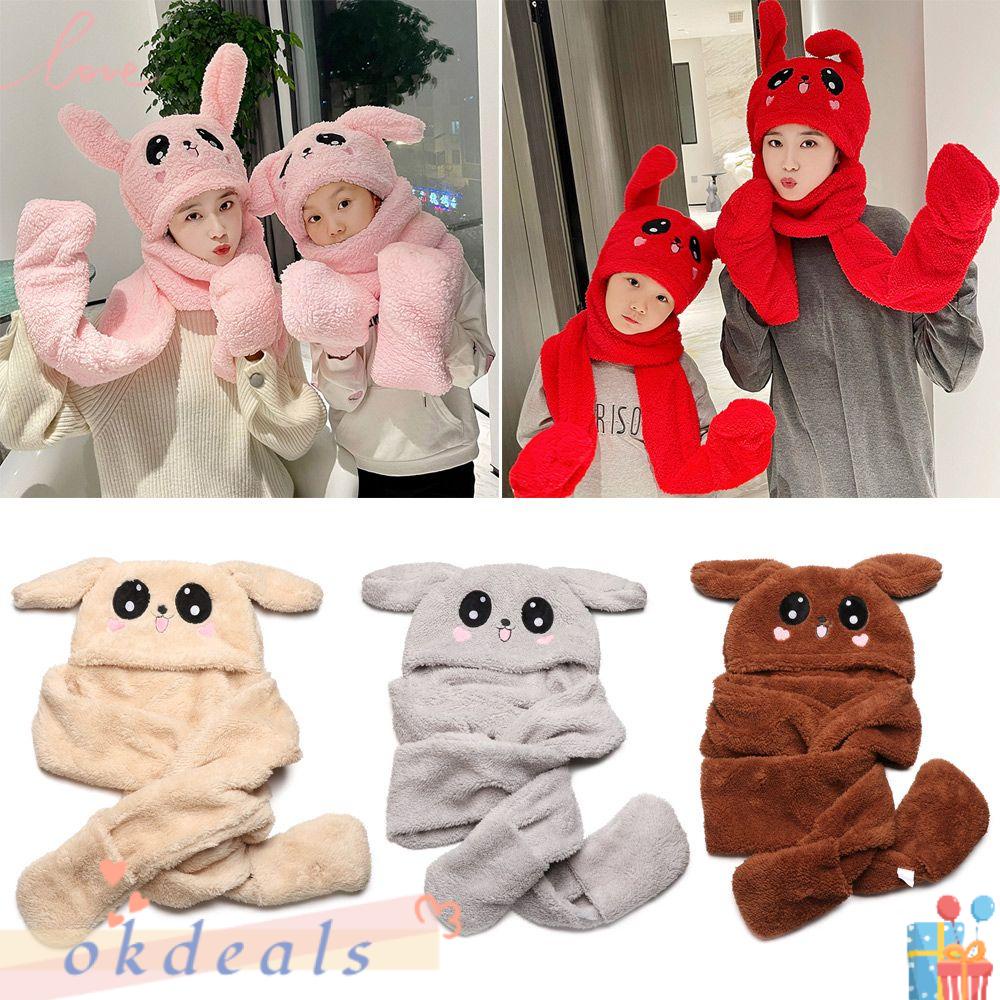 OKDEALS Mũ Tai Thỏ Mềm Có Túi Khí Chuyển Động Dễ Thương