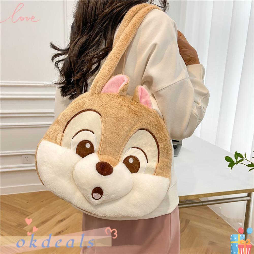 Túi Tote Đeo Vai Bằng Vải Bông Hình Sóc Dễ Thương