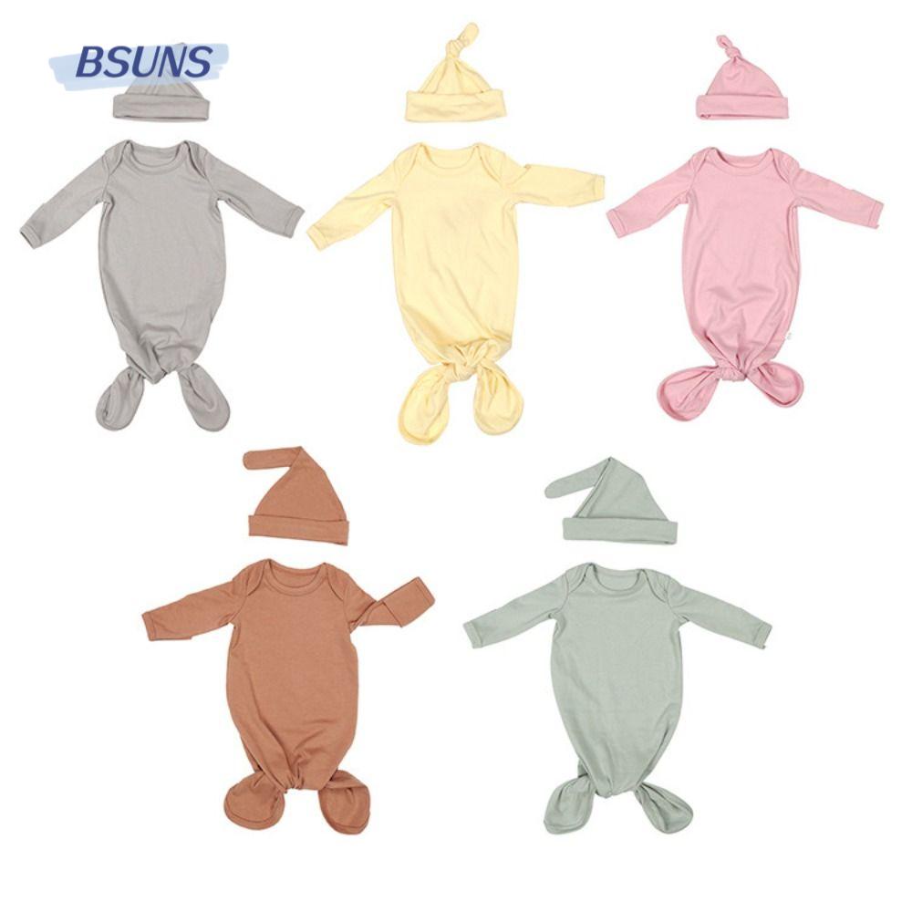 Áo Choàng Ngủ Tay Dài Vải Cotton Siêu Mềm Thắt Nút Kèm Mũ Màu Trơn Dành Cho Bé 0-6 Tháng Tuổi