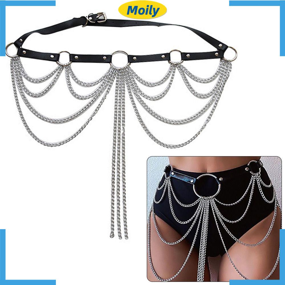 MOILYVN Thắt Lưng Nhiều Lớp Bằng Kim Loại Thời Trang