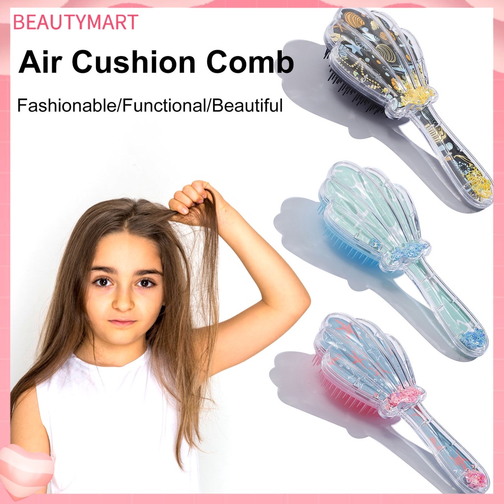 Lược Chải Tóc Đệm Khí Bằng Nhựa ABS Hình Sao Biển Màu Xanh Lá Kích Thước Nhỏ Gọn Dùng Tại Nhà