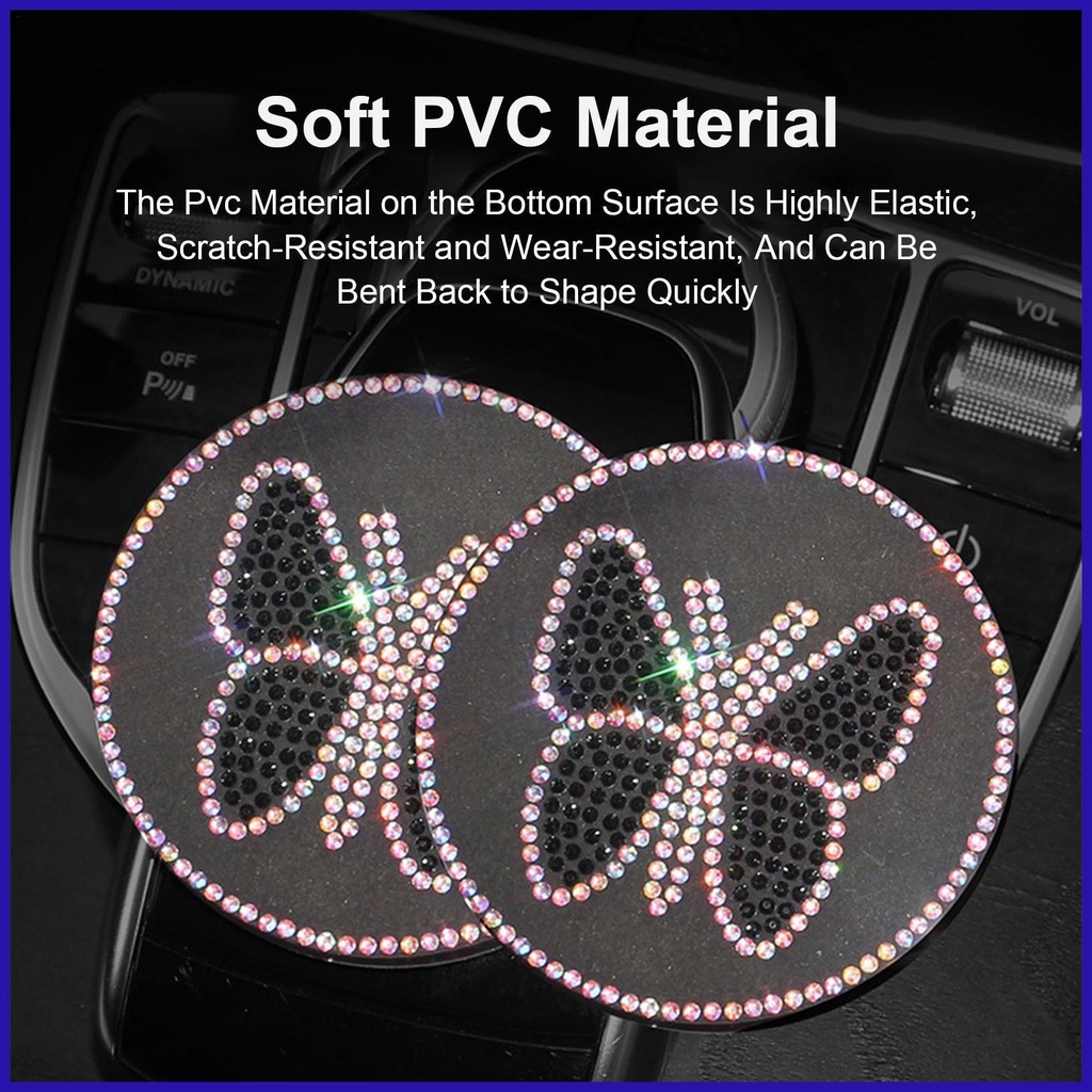Đế Lót Ly Dày Cách Nhiệt Chống Trượt Hình Bướm Lấp Lánh Thông Dụng Cho Xe Hơi