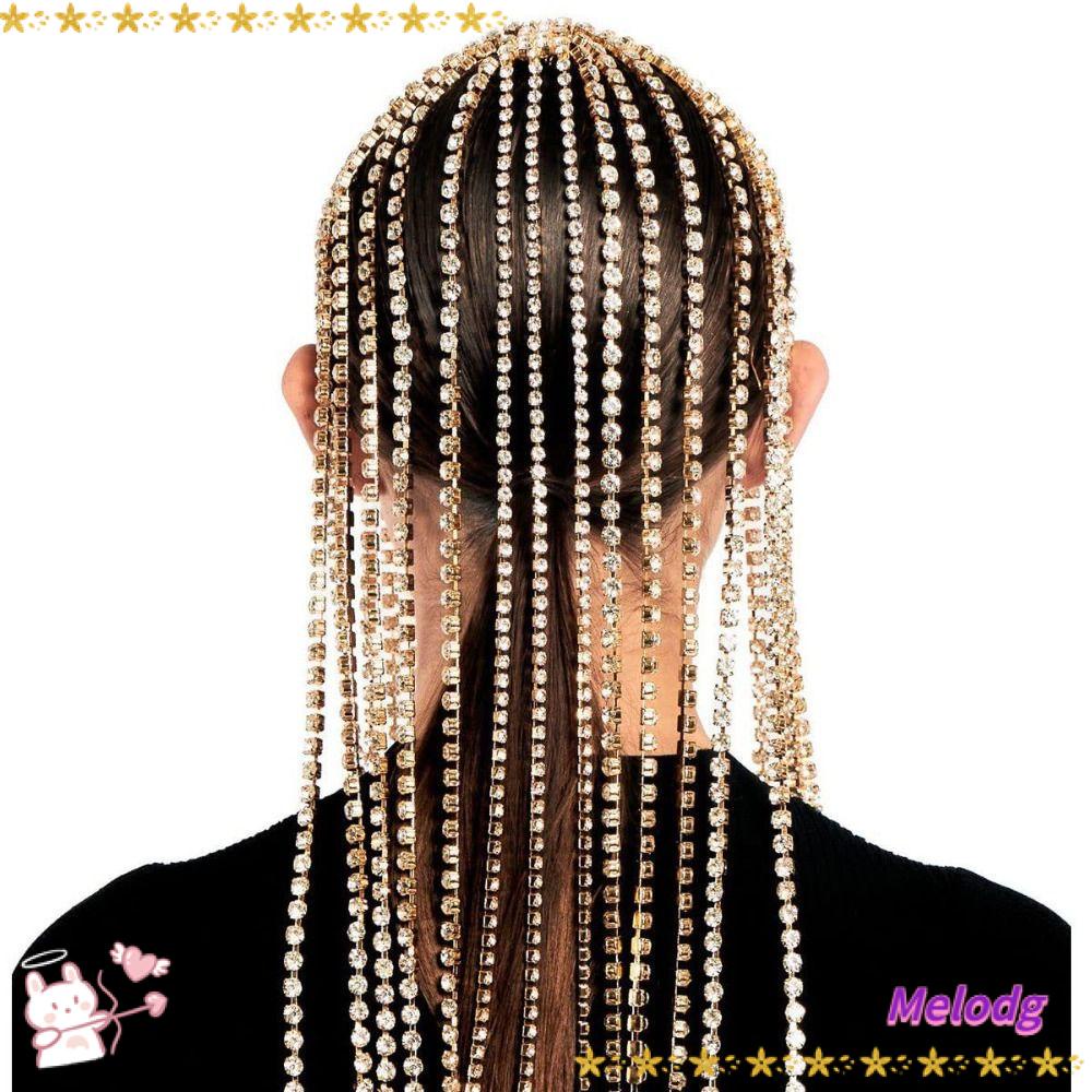 Băng Cài Đầu Đính Đá Pha Lê Dạng Chuỗi Tua Rua Trang Trí Tóc Cô Dâu