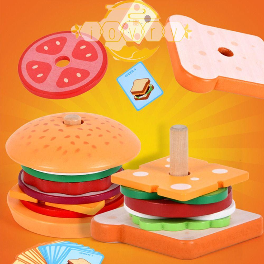 IVORY Đồ Chơi Lắp Ráp Hình Bánh Hamburger Bằng Gỗ Nhiều Màu Sắc Sáng Tạo Giúp Phát Triển Trí Não Giáo Dục Sớm Cho Bé