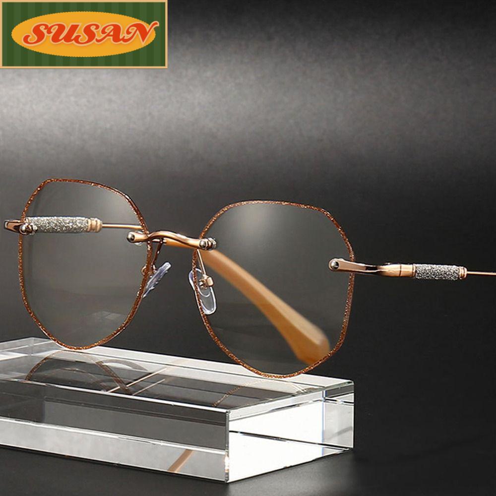 SUSANS Kính Đọc Sách Đính Đá Chống Ánh Sáng Xanh Phong Cách Vintage