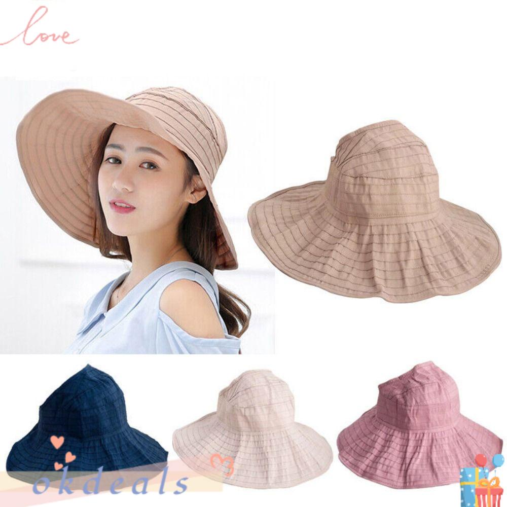 Mũ Cói Rộng Vành Hở Chóp Chống Nắng / Tia UV Có Thể Gập Lại Thời Trang Đi Biển Mùa Hè