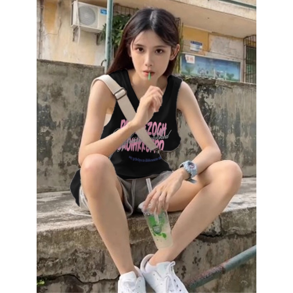 NRVP Áo Thun Nữ Không Tay 100% Cotton Thời Trang Hàn Quốc