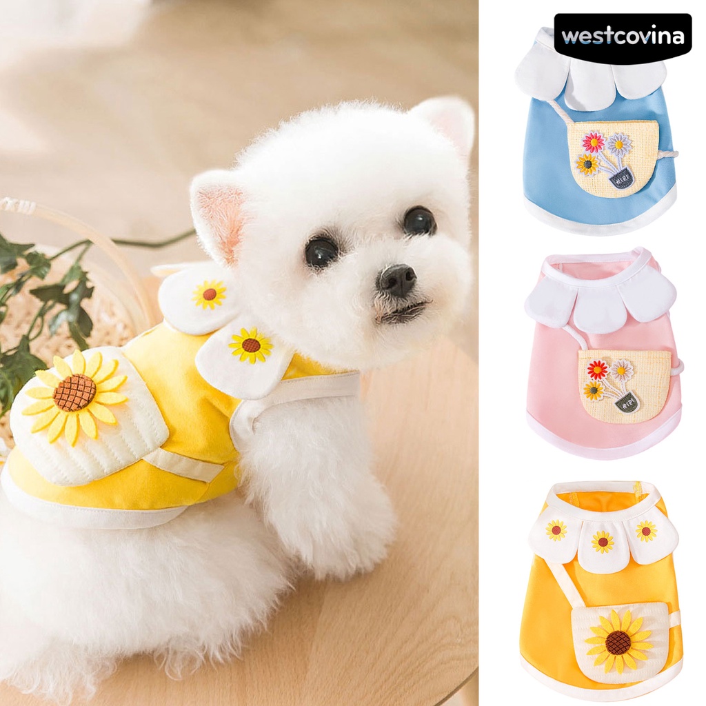 [COD]♞Áo Thun Cotton In Hoa Dễ Thương Thời Trang Mùa Hè Cho Cún Cưng