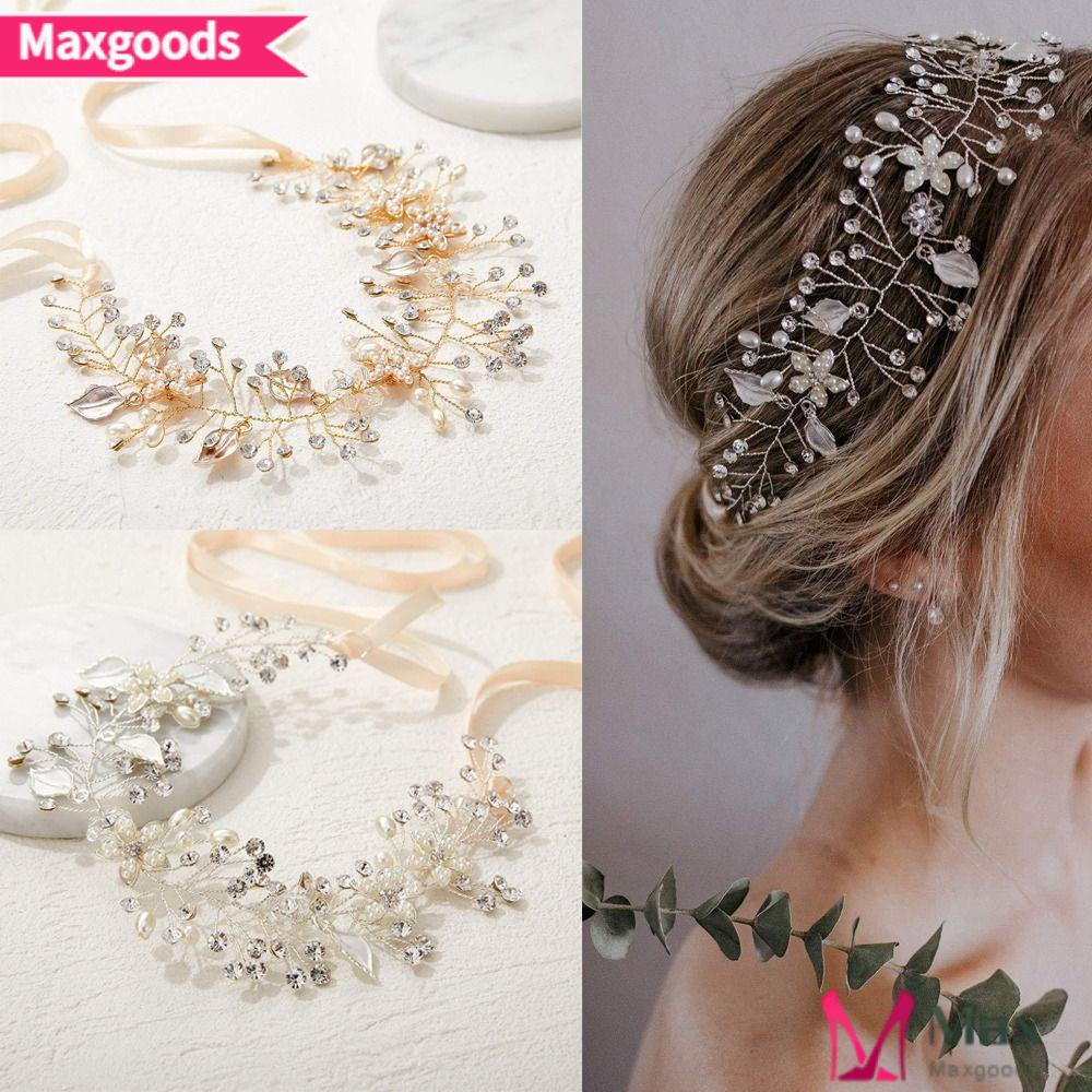 Băng Đô Cài Tóc Đính Đá Hình Hoa Lá Dành Cho Cô Dâu