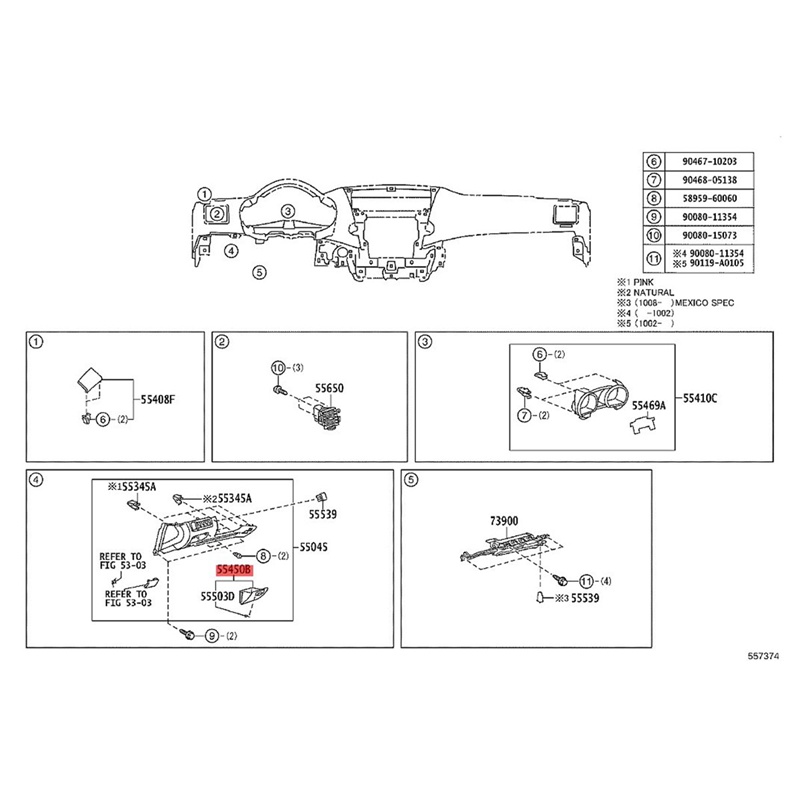 Hộp Đựng Tiền Xu 55450-0E010 Cho Toyota Highlander 2008-2013 Găng Tay 55450-0E021-C0
