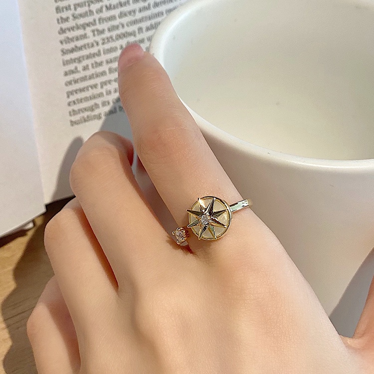 Nhẫn Hở Hình Bát Giác Hình Ngôi Sao Bát Giác Màu Xanh Dương Thời Trang Cao Cấp Cho Nữ Haobing boutiqu