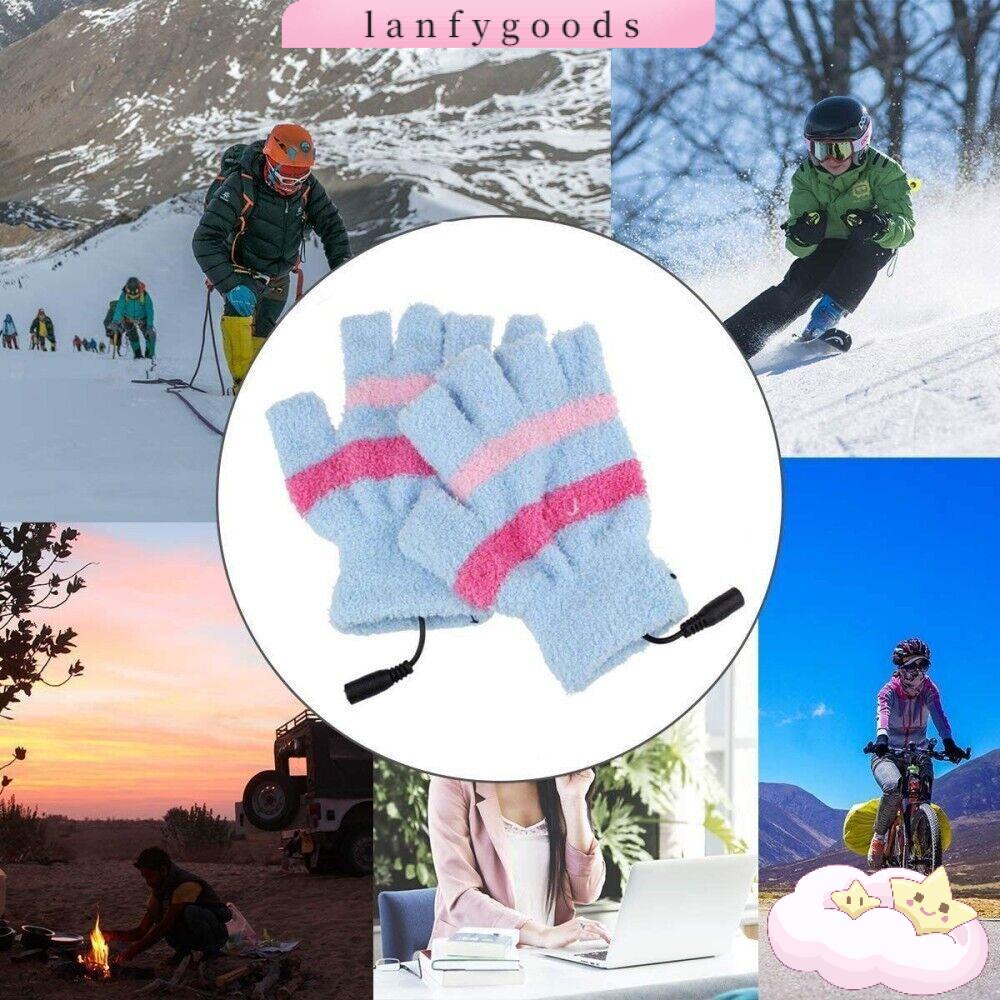 LANFY Găng Tay Giữ Ấm Hở Ngón Sạc USB Tiện Dụng