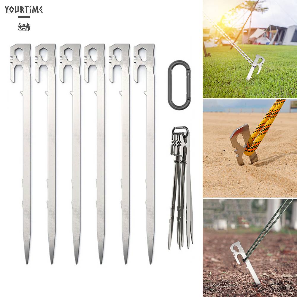 Set 6 Cọc Dựng Lều Bằng Thép Không Gỉ 28cm