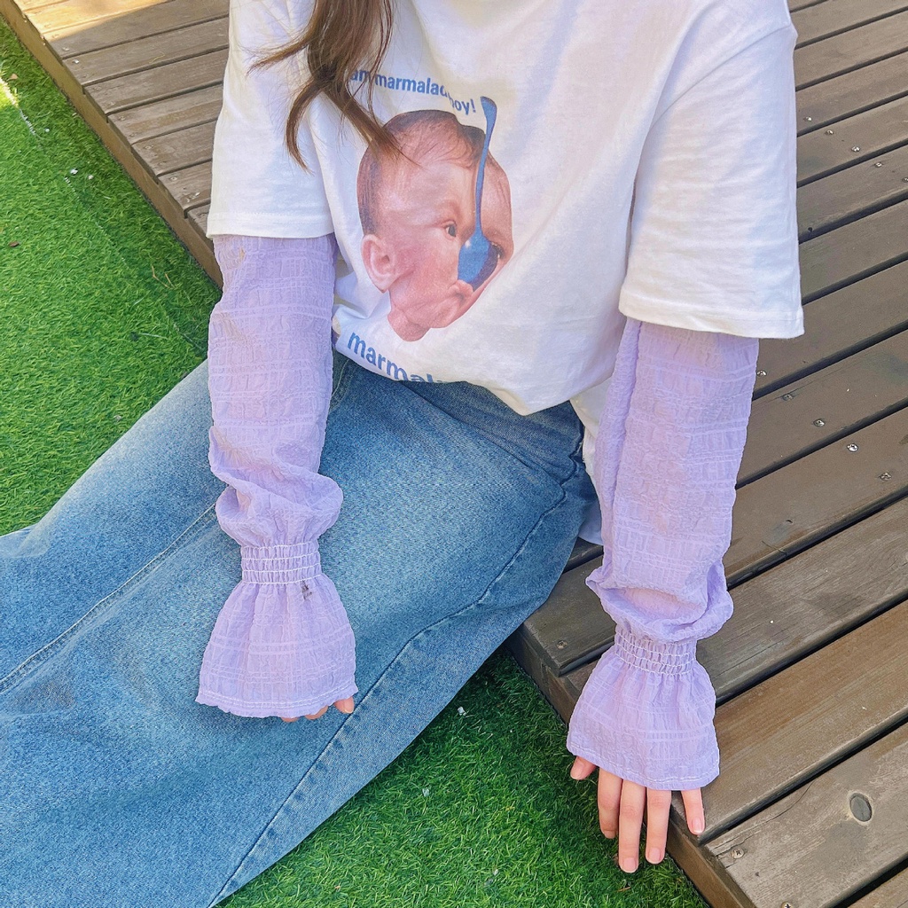 Găng Tay Chống Nắng / Tia UV Bằng Lụa Lạnh Dáng Rộng Phong Cách Hàn Quốc Thời Trang Đa Năng