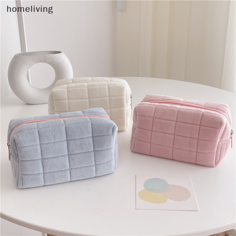 Túi Đựng Mỹ Phẩm Trang Điểm Màu Trơn Khóa Kéo Tiện Dụng