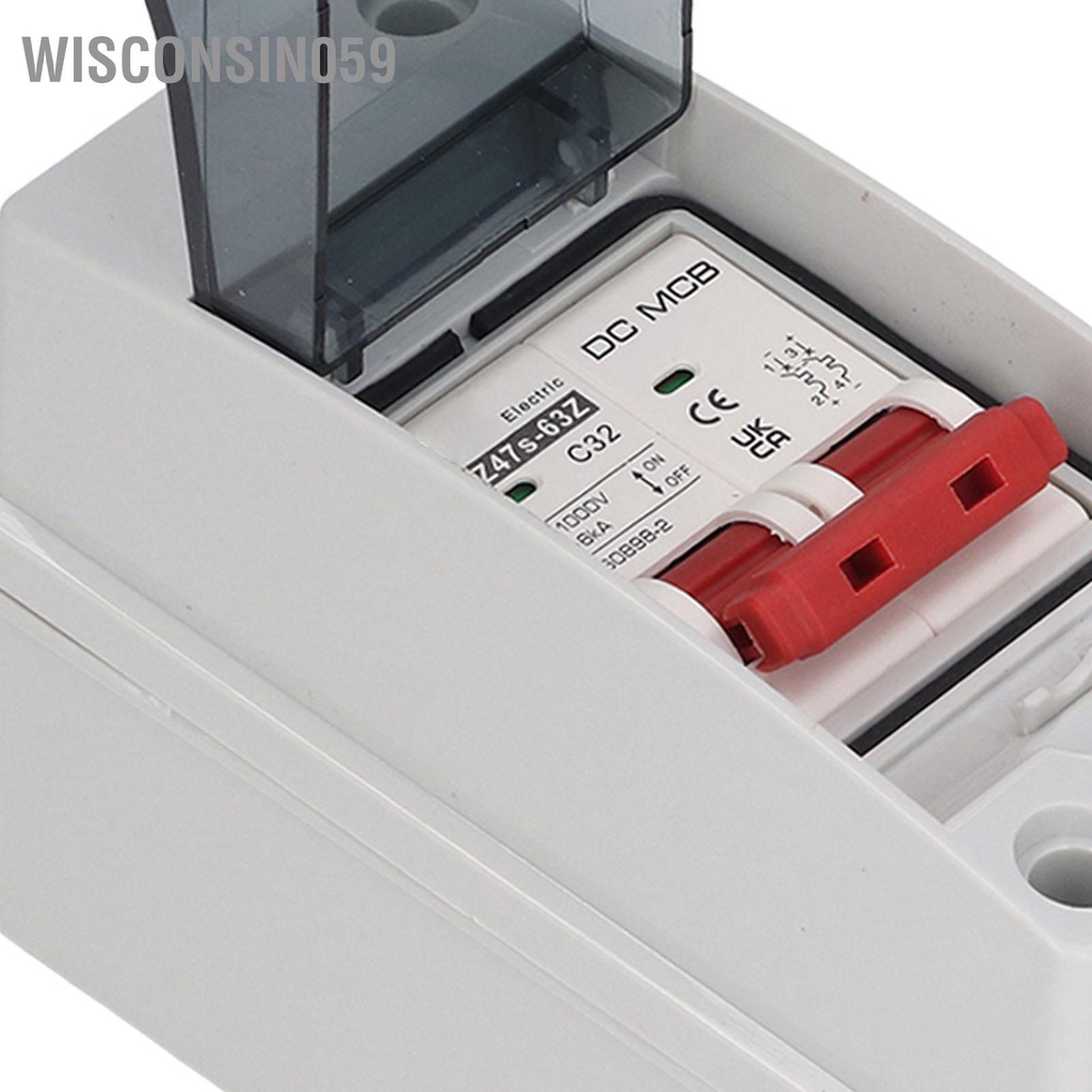 Wisconsin059 Bộ ngắt mạch thu nhỏ DC 2P IP65 Vỏ trong suốt chống nước 32A PV cho RV 1000V