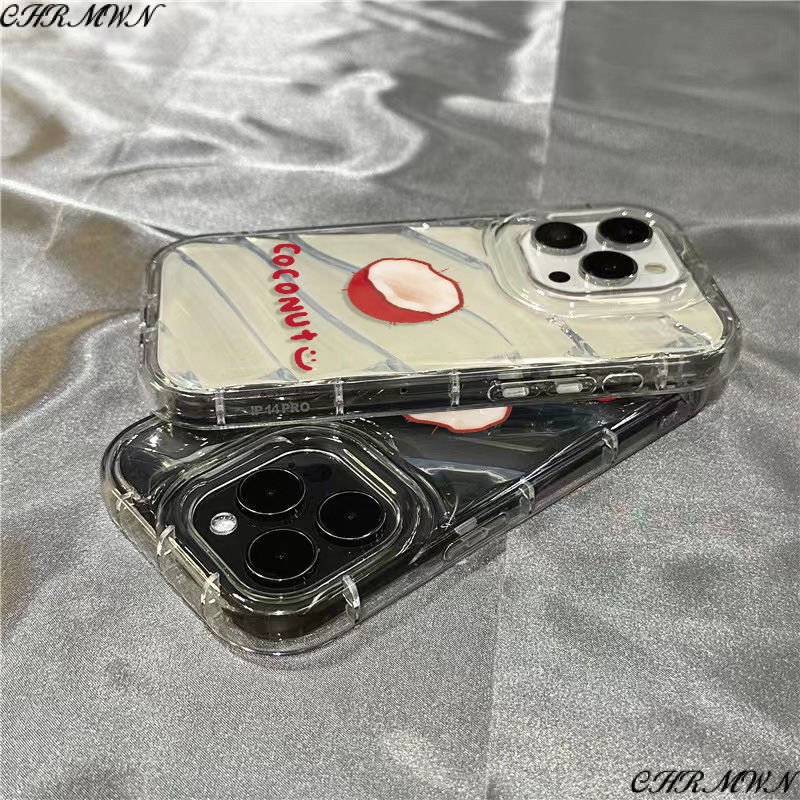 Ốp Điện Thoại Mềm Trong Suốt Họa Tiết Gấu Nâu Và Dừa Dễ Thương Cho iPhone14promax 1312 / 11 7 / 8plus xr