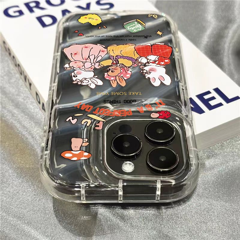 Ốp Điện Thoại Mềm Trong Suốt Hình Ba Chú Thỏ Dễ Thương Cho iPhone14promax 1312 / 11 7 / 8plus xr / sins JYNT