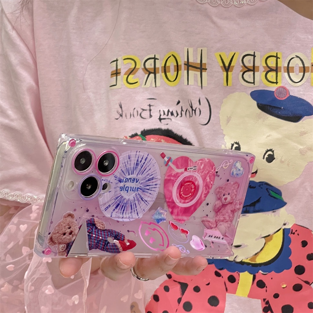 Ốp Điện Thoại Hình Băng Cát Xét Mặt Cười Màu Hồng Có Giá Đỡ Sáng Tạo Cho iPhone1211 13 14pro cdmax