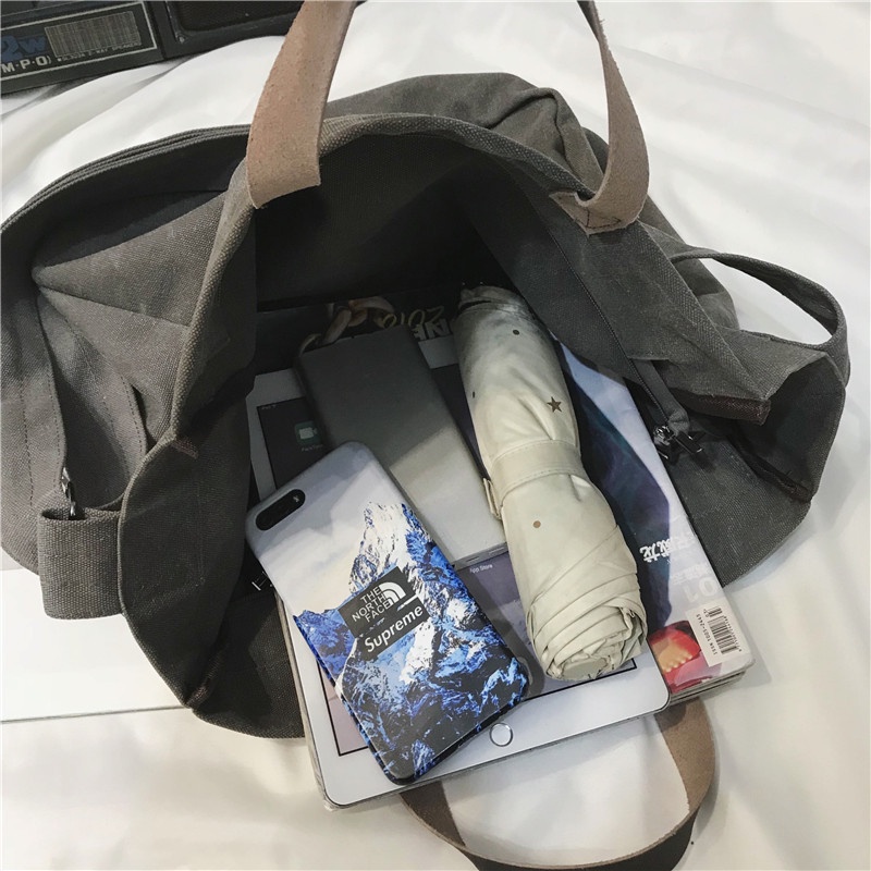 Túi đeo vai thủy triều nhãn hiệu nước giặt vải bạt nghiêng túi xách cũ đơn giản    笔记