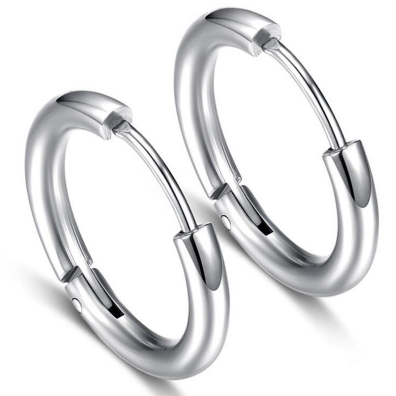 1 Khuyên Tai Tròn Bằng Thép Không Gỉ Thời Trang