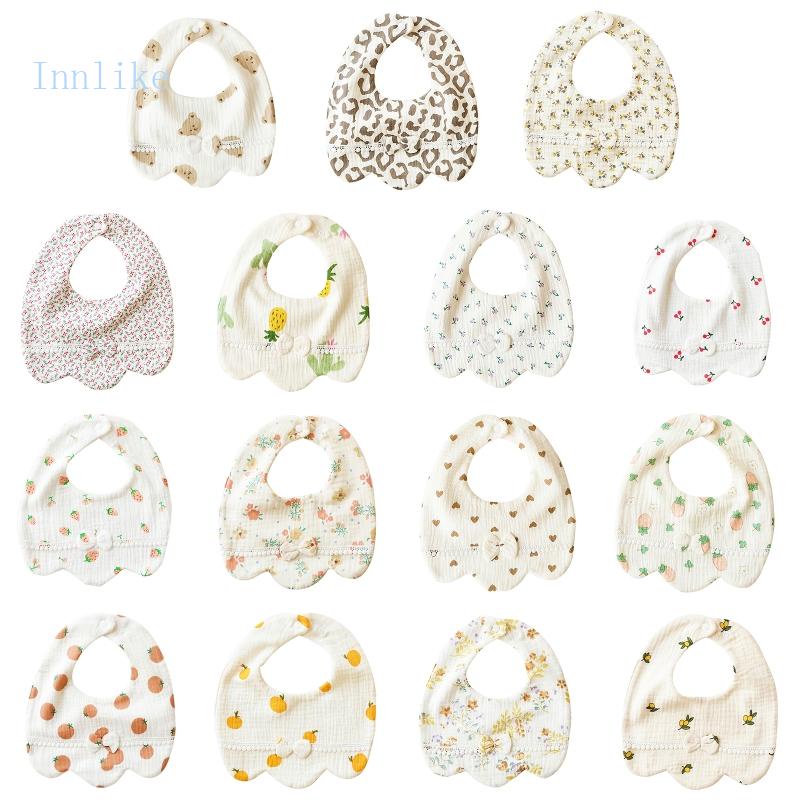 Yếm Ăn Cotton Họa Tiết Dâu Tây / Cherry Hoạt Hình Xinh Xắn Cho Bé