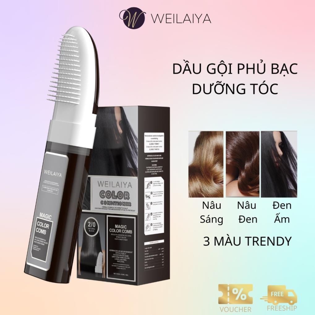 Dầu Gội Phủ Bạc Weilaiya 100ml, Dầu Gội Nhuộm Tóc Đen Vàng Nâu Dưỡng Tóc Bóng Mượt Bền Màu