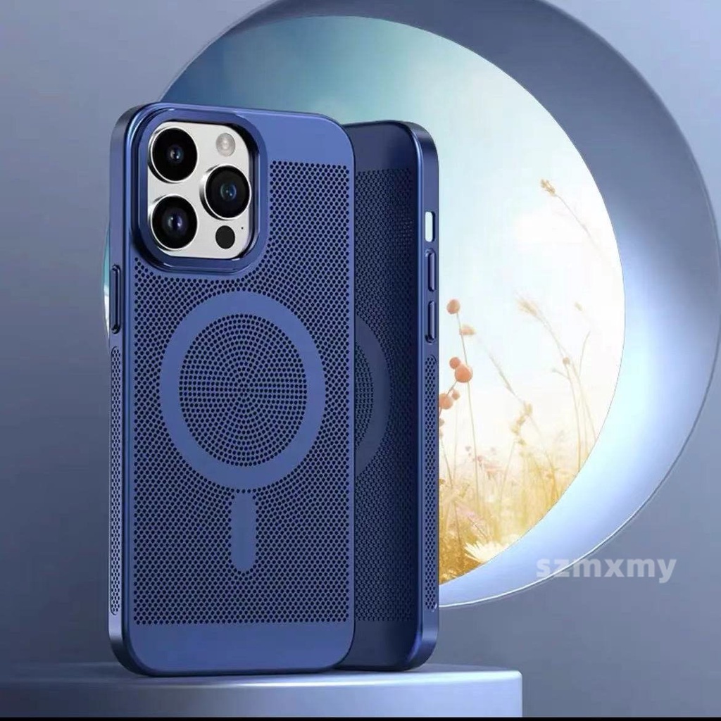 Ốp Điện Thoại Kim Loại Hít Nam Châm Tản Nhiệt Thoáng Khí Màu Kẹo Cho IPhone 14 Plus 13 12 11 Pro Max