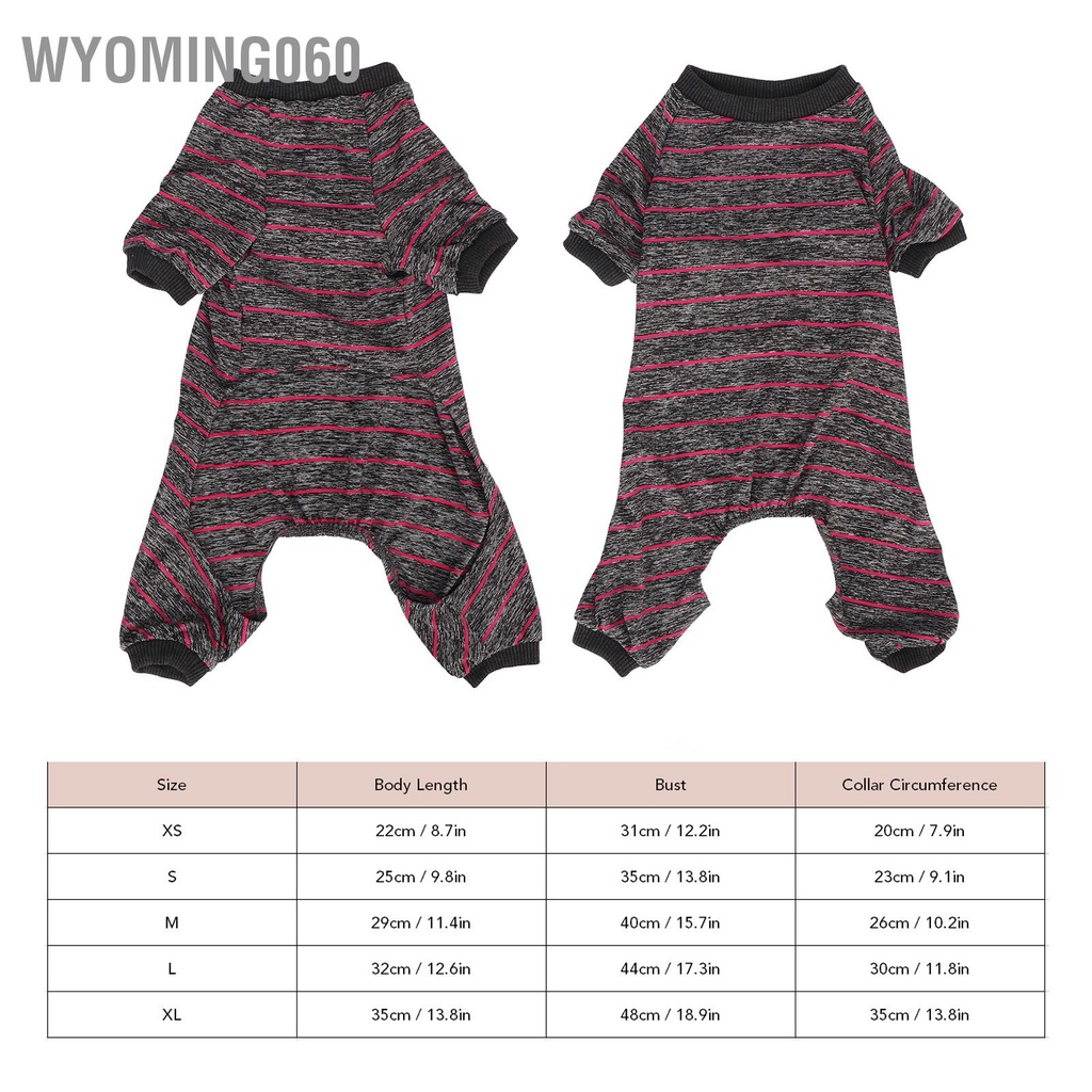 Wyoming060 Bộ đồ ngủ sọc cho chó Mỏng thoáng khí 4 chân thú cưng Trang phục mùa hè tại nhà