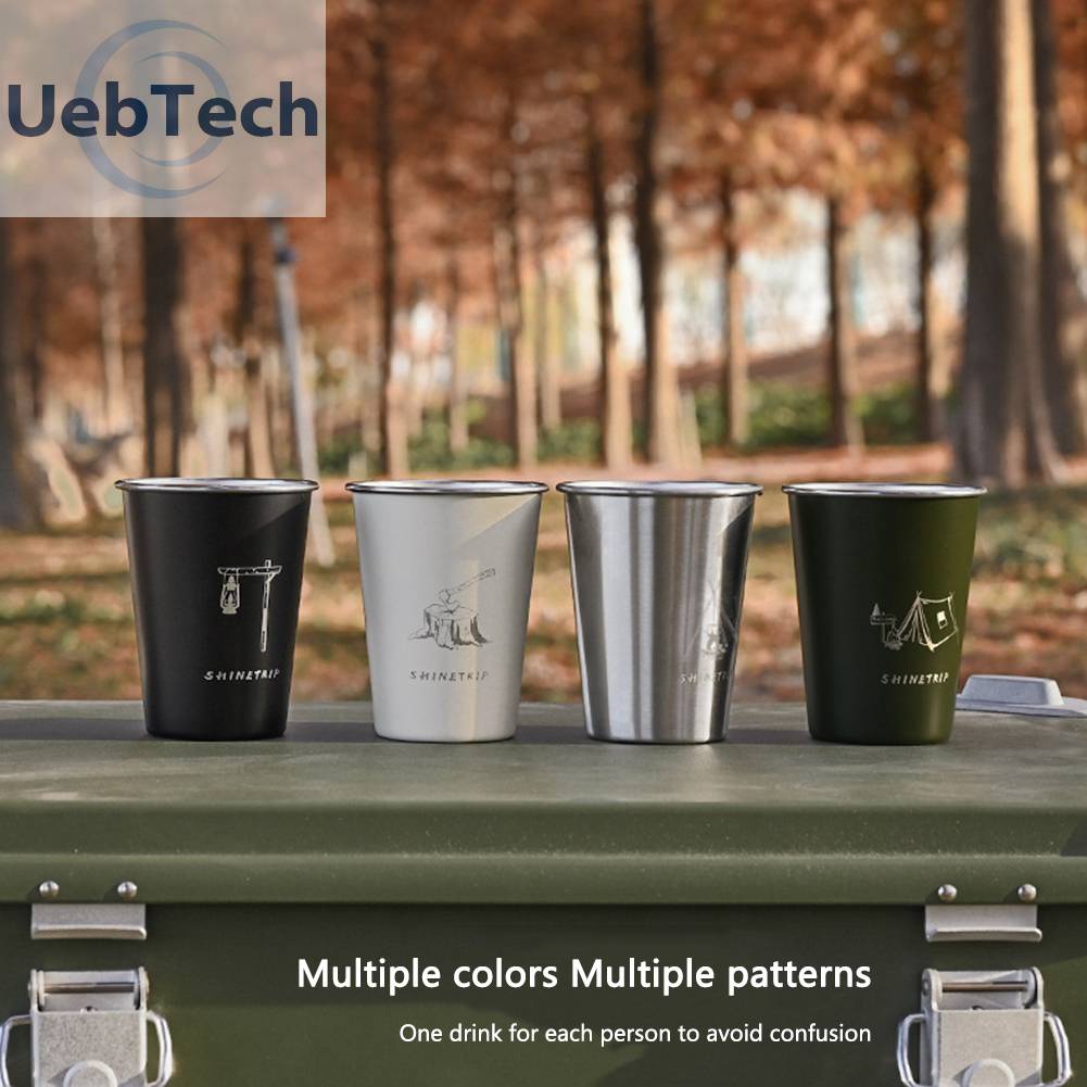 Set 4 Cốc Uống Rượu / Bia / Cà Phê Bằng Thép Không Gỉ Shinetrip Dùng Khi Đi Cắm Trại Ngoài Trời