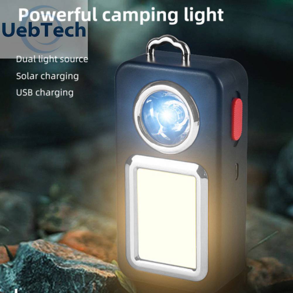 Móc Khóa Đèn Pin LED COB Năng Lượng Mặt Trời Chống Thấm Nước An Toàn Màu Bạc