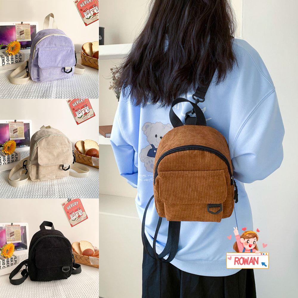 ROWANS Ba Lô Du Lịch Mini Vải Nhung Kiểu Dáng Đơn Giản Hợp Thời Trang