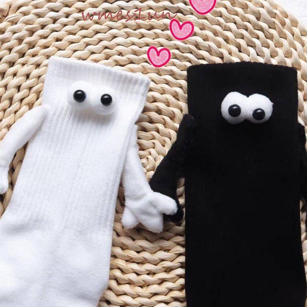 Vớ Cotton Giữ WMES15H Màu Trắng / Đen Họa Tiết Hoạt Hình Dễ Thương Thời Trang Cho Cặp Đôi