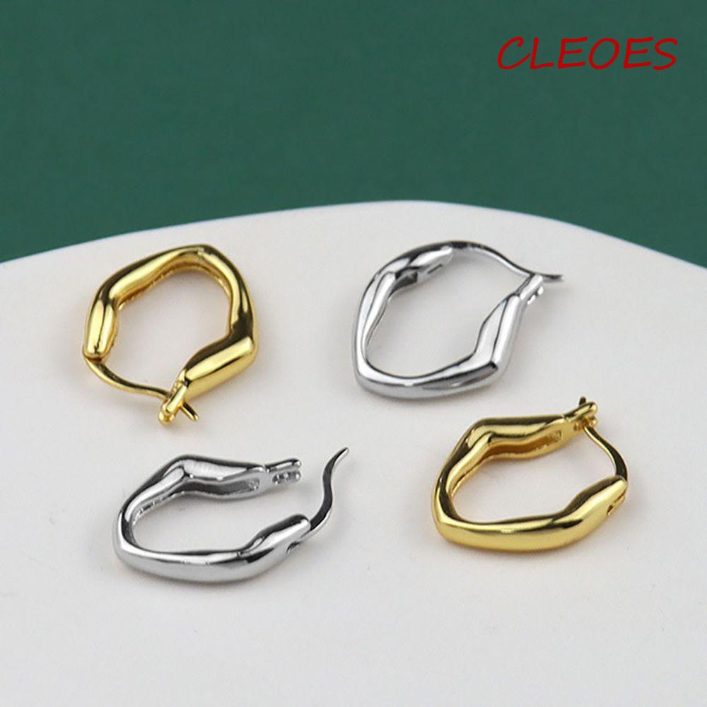 CLEOES Bông Tai Dạng Vòng Màu Sắc Không Đối Xứng Bằng Đồng Thời Trang