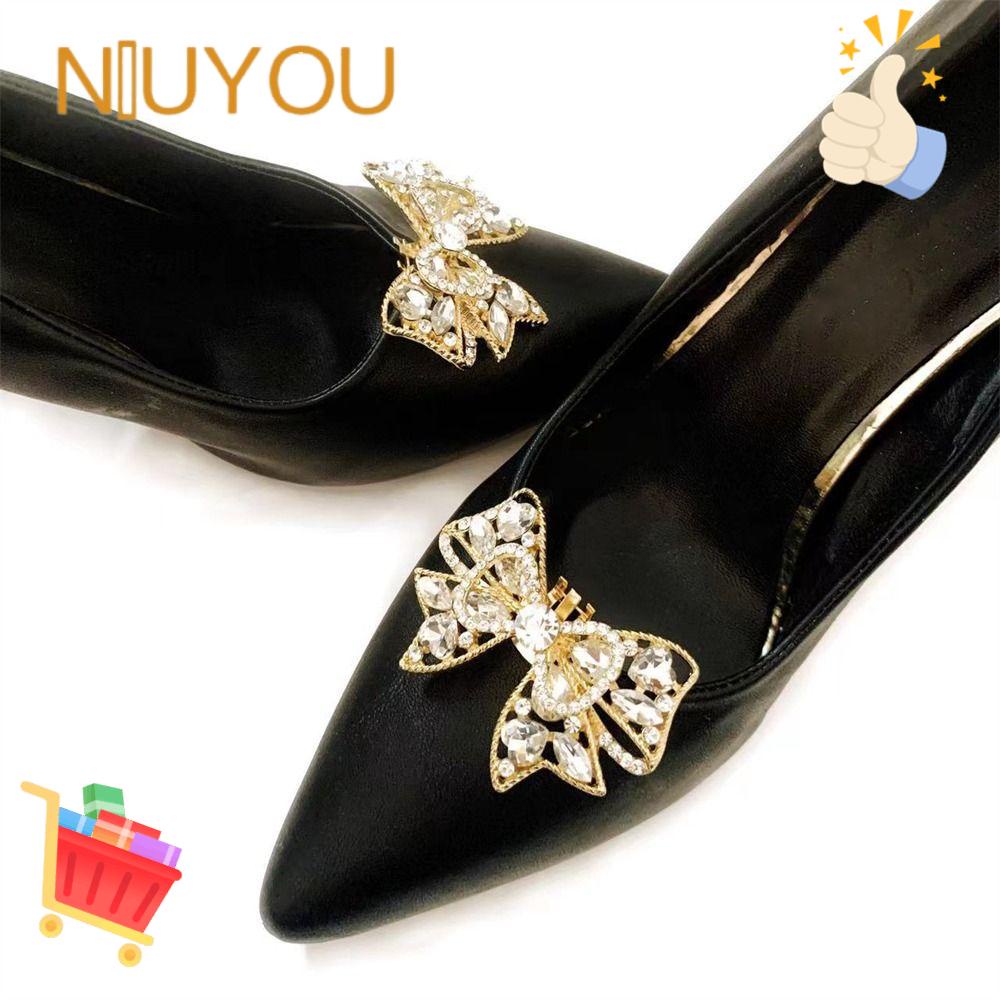 1 Chiếc Kẹp Giày Đính Nơ Pha Lê Lấp Lánh Có Thể Tháo Rời Trang Trí Giày Nữ