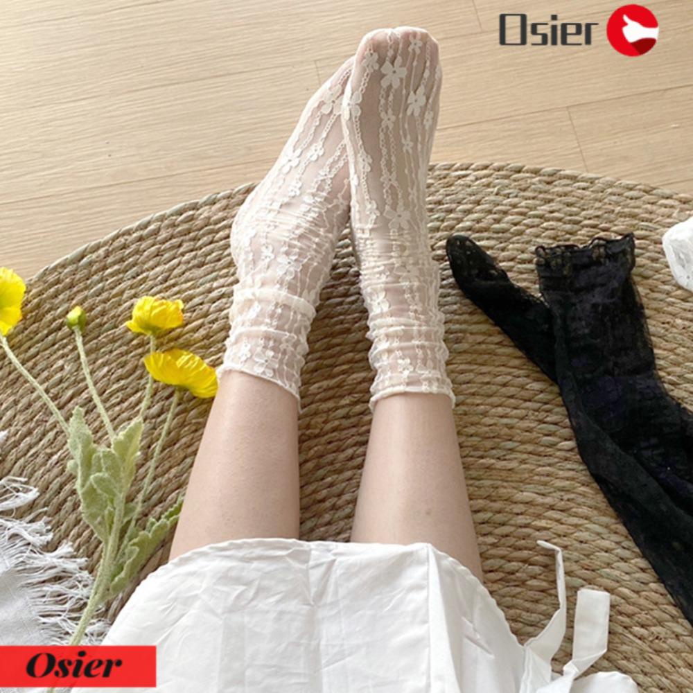 Set 1 Đôi Vớ Ren Lưới Mỏng Họa Tiết Hoa Phong Cách Lolita Dễ Thương