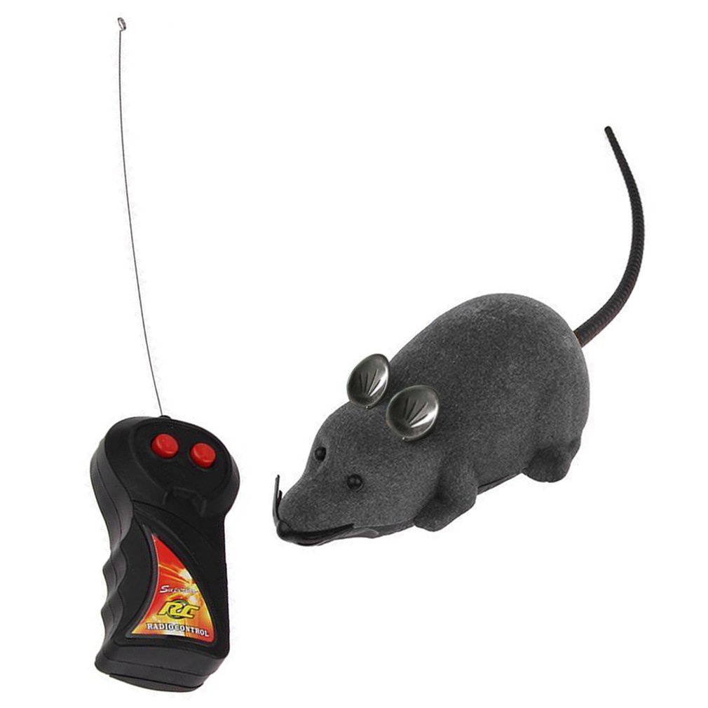=Christmas=RC Wireless Rotation Mouse Electronic Rat Toy Flocking Tricky Mouse Toy