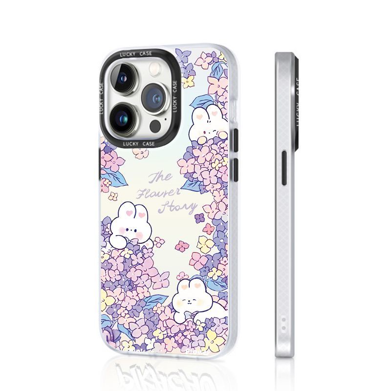 Ốp Điện Thoại Imd In Hình Thỏ Và Hoa Màu Laser Cho iPhonexr12678plusins IMD1314 Apple 6QGV Promax