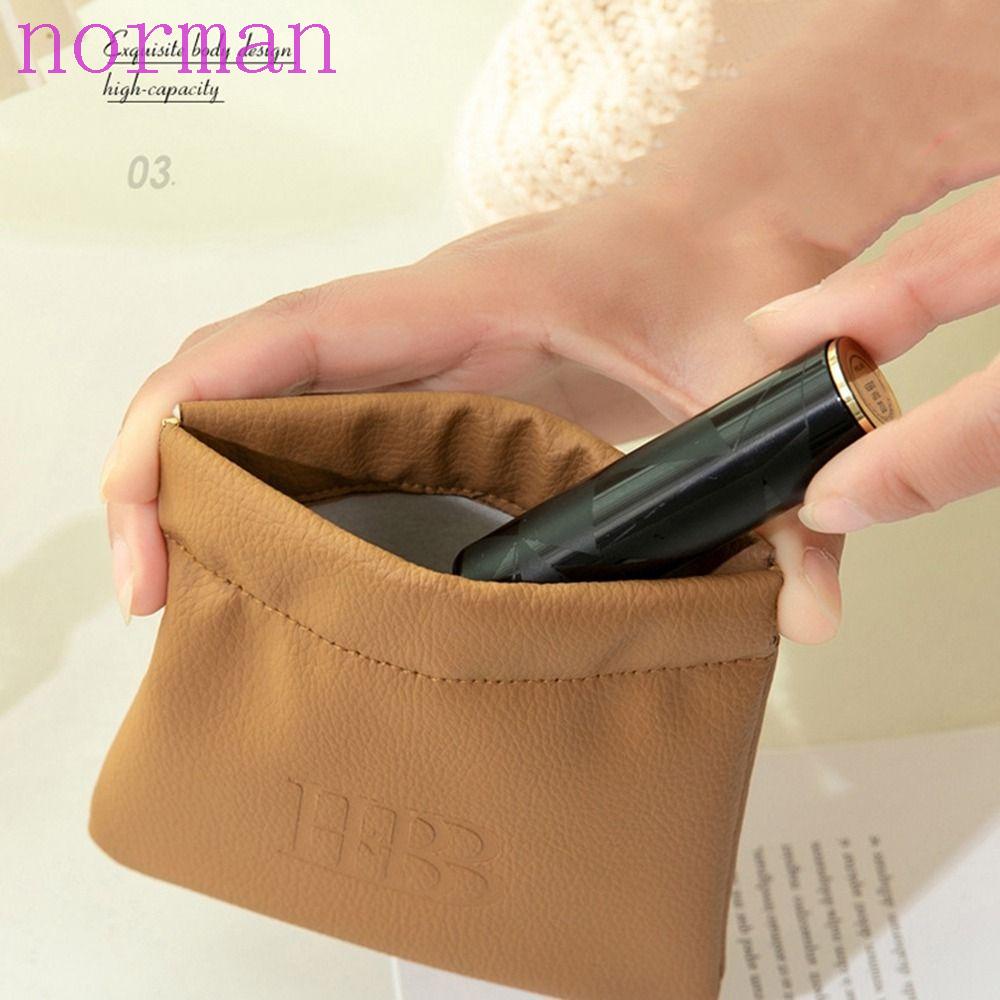 NORMAN Túi Đựng Tai Nghe / Mỹ Phẩm Mini Bằng Da PU Đóng Mở Tự Động