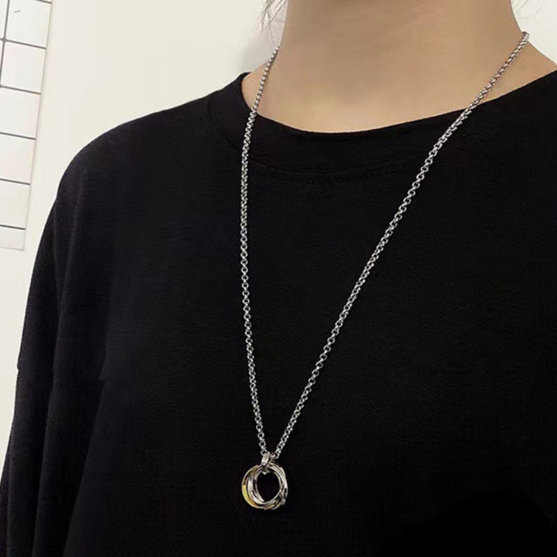 Ygt Vòng cổ Mặt Hình Chiếc Nhẫn Bằng Thép Không Gỉ Phong Cách Retro Cá Tính Cho Nam