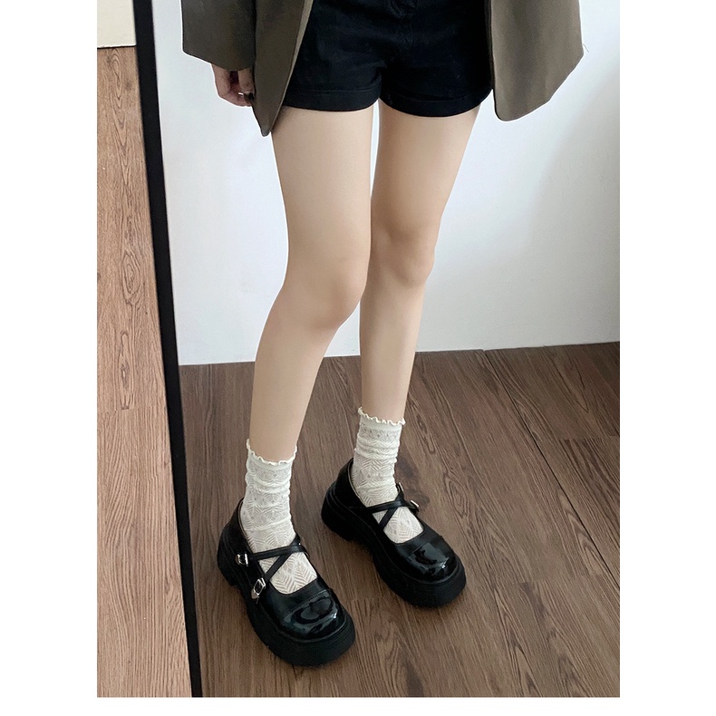 Giày Da Đế Dày Phong Cách retro Anh Quốc Cho Nữ